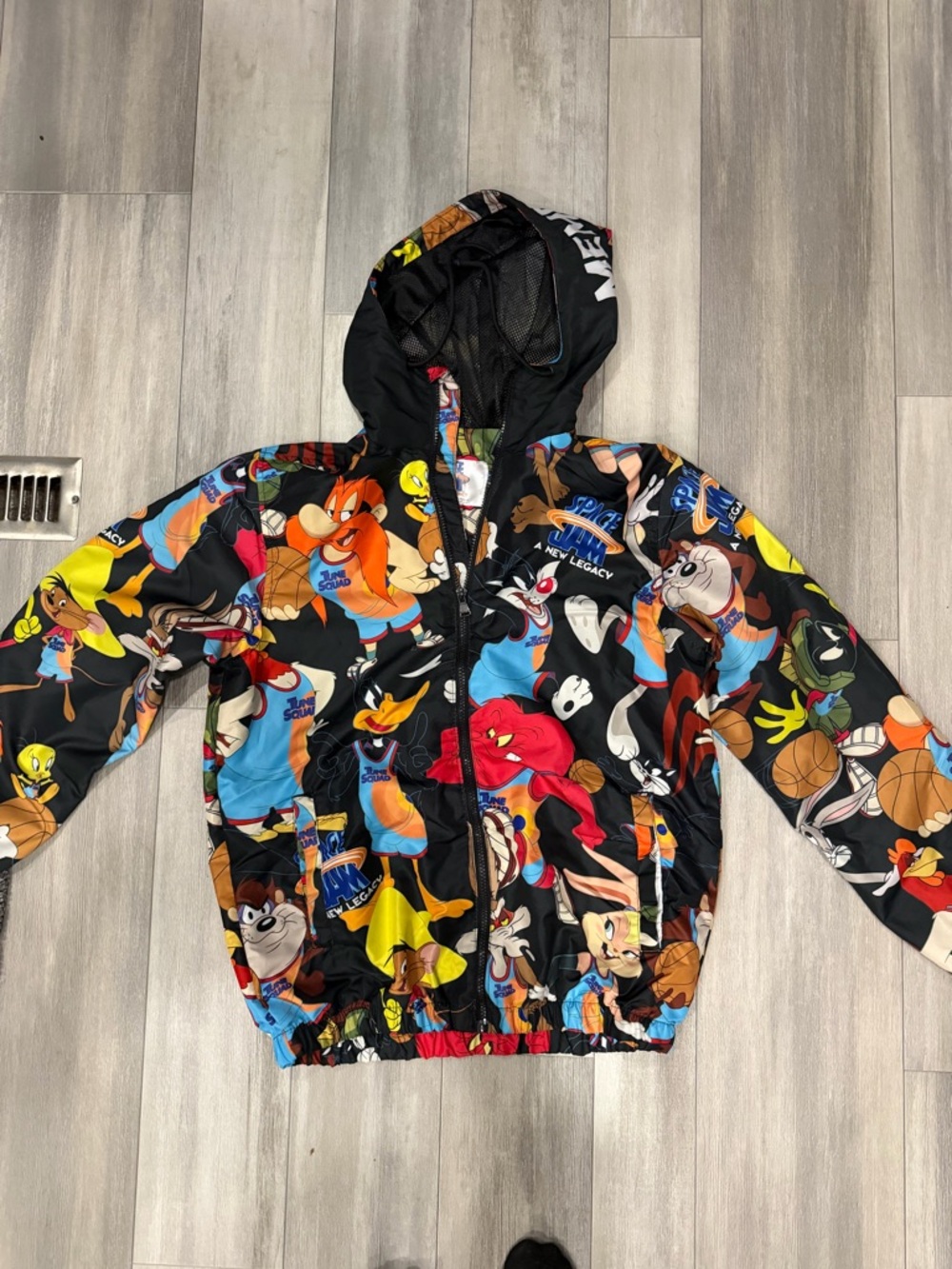 Members Only Black Multicolor Looney Tunes Windbreaker
